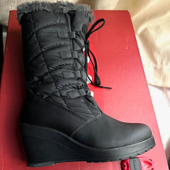 OLANG Venere made Republic Czech lace & zipper Wedge Black Boots 8.5 M - Picture 9 of 9